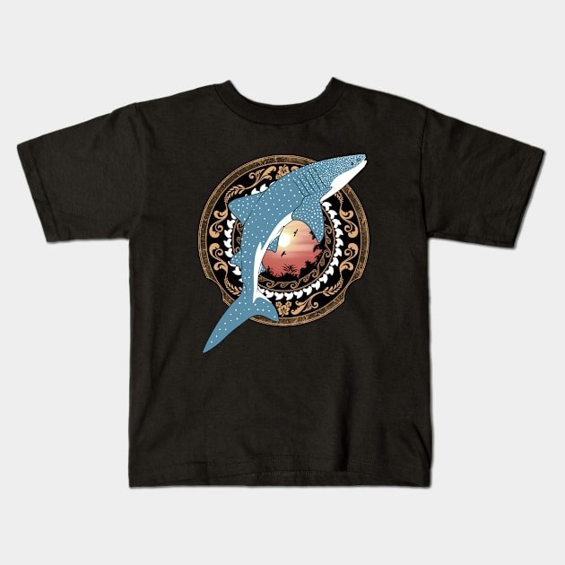 Whale Shark Dive Polynesia Kids T-Shirt by NicGrayTees